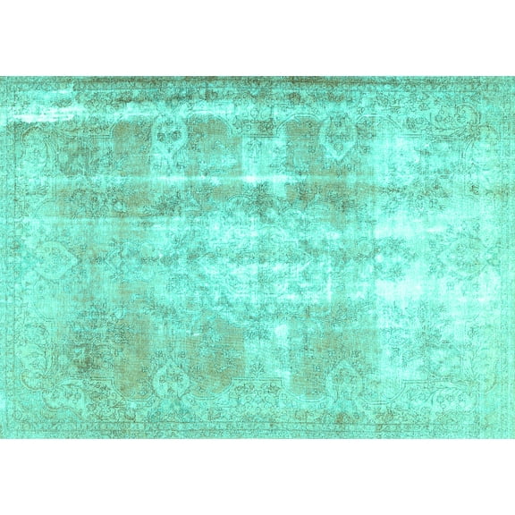 Ahgly Company Machine Washable Indoor Rectangle Persian Turquoise Blue Traditional Area Rugs, 5' x 7'