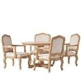 thumbnail image 2 of Noble House Ardene Fabric Upholstered Wood 5 Piece Circular Dining Set, Natural and Beige, 2 of 14