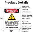 thumbnail image 2 of (2 Pack) Turn Off Battery Charger OSHA Danger Sign 18 Inch X 24 Inch Indoor / Outdoor Rust-Free Aluminum Metal Signs for Workplace, Workshop, and Construction Site, Made in the USA, 2 of 8