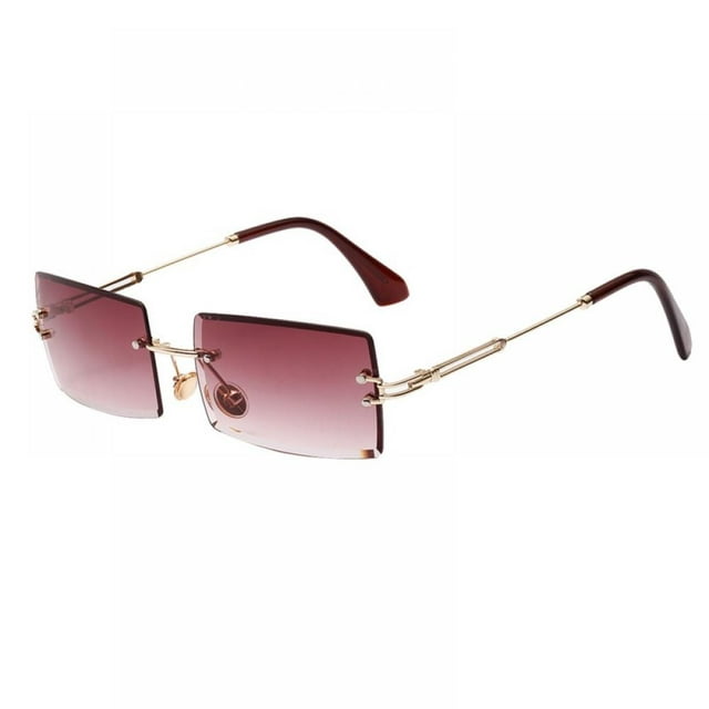 Fashion Small Rectangle Sunglasses Women Ultralight Candy Color Rimless Ocean Sun Glasses - Purple