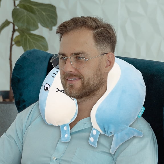Amosfun Sky Blue Neck Pillow for Travel, Office Naps, and Home Use ā Comfortable Support for Neck and Head