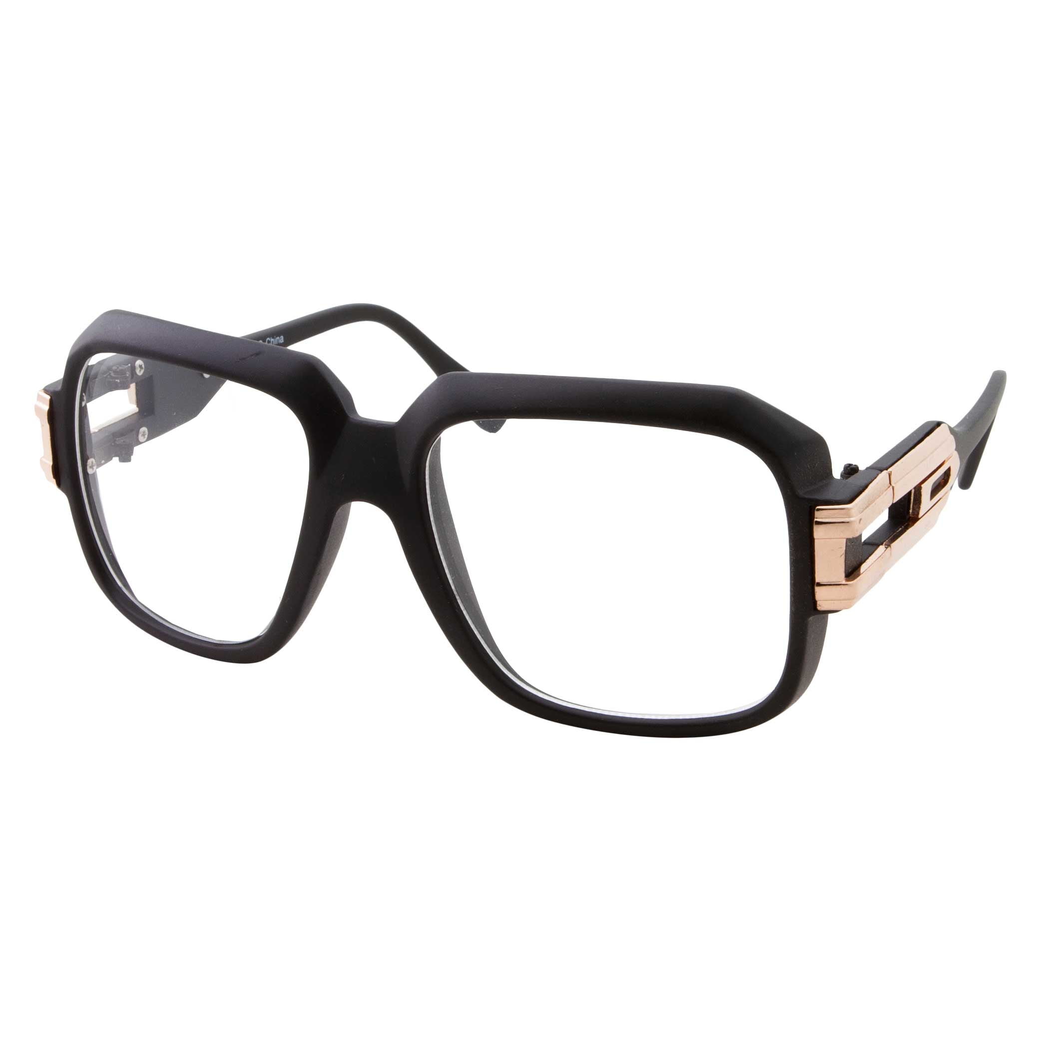 RETRO Gold Chain Party Rapper DJ Square Rectangle Frame Clear Lens Eye Glasses 