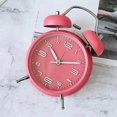 thumbnail image 3 of Reloj despertador de 4 pulgadas con doble campana y luz de fondo, silencioso, sin tictac, funciona con pilas, despertador fuerte (rosa), 3 of 5