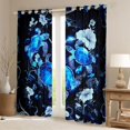 thumbnail image 2 of Erosebridal Neon Sea Turtle Curtains Pack of 2 (42x84 Each), Black Blue Flower Curtains Blackout, 2 of 6