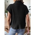 thumbnail image 6 of Womens Cap Sleeves Sweater Vest Turtle-Neck Ribbed Knit Tank Tops Basic Slim Fit Top Black One size, 6 of 8
