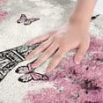 thumbnail image 3 of Eiffel Tower Bathroom Rug Mat,16"x24" Pink Butterfly Plush Bathroom Decor,Non Slip Soft Shaggy Microfiber Bath Mats for Tub Shower,Bathroom,Bedroom,Absorbent Water and Machine Washable, 3 of 4