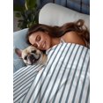 thumbnail image 4 of Twin Flat Sheet Only Light Blue White Pinstriped Soft Microfiber Cooling Bedding Sheets Classic Geometric Striped Flat Bed Sheet, 4 of 9