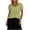 Z153 Green, variant on Womens Boho V Neck Short Puff Sleeve Blouse Textured Empire Waist Ruffle Hem Top Flattering Tunic Loose Fit Summer Casual Pleated Peplum Shirt Yellow,XS