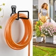 thumbnail image 4 of Hose Holder Stand Wall Mount, 2Pcs Heavy Duty Garden Hose Hanger Reel, Metal Water Pipe Tube Hooks Rack for Outside Yard, Garage, Storage Organizer - Black, 4 of 5