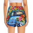 thumbnail image 2 of Lsque Floral Truck Welcome Printed Women's Running Shorts with Liner Pockets,Elastic Quick Dry Workout Athletic Gym Yoga Shorts,Womens High Waist Shorts-Small, 2 of 9