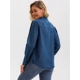 thumbnail image 4 of DARING DIVA Women's Long Sleeve Button Down Shirts Jackets with Pocket S Dark Blue, 4 of 7