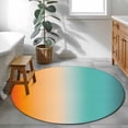 thumbnail image 3 of Orange Teal Ombre Round Area Rug 3.3Ft Washable Circle Rugs for Dining Room Table, Abstract Gradient Minimalist Modern Non-Slip Carpet Floor Mats Indoor Outdoor Carpet Runner Aesthetic Home Decor, 3 of 8