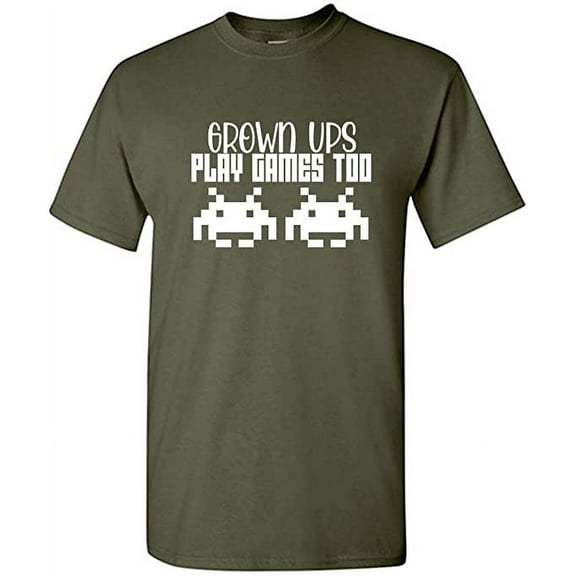 Redbarn Grown Ups Play Games Too Gamer Lover Gift Novelty Sarcastic Funny Humor Mens Graphic T Shirts