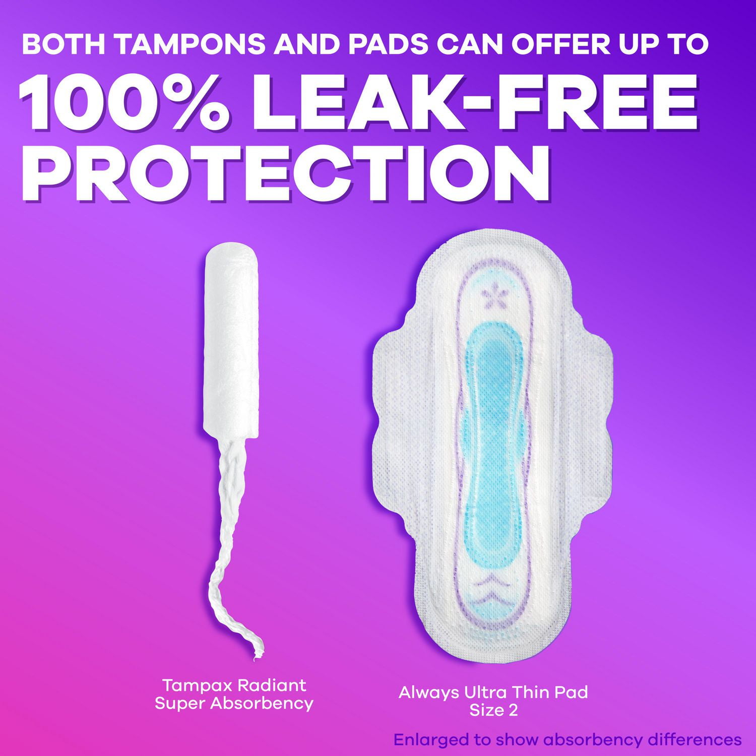 Tampax Radiant Tampons, with LeakGuard Braid, Regular Absorbency, Unscented, 14CT