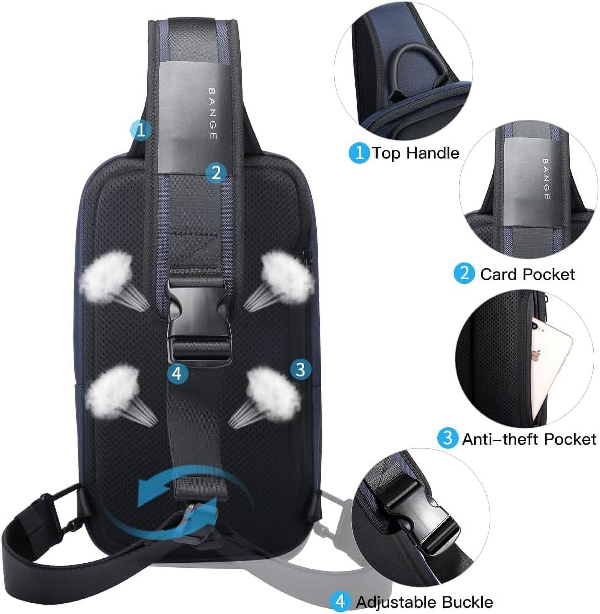 BANGE Waterproof Men's Sling Bag, Large Capacity Crossbody Backpack Durable