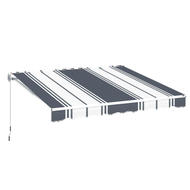 YODOLLA 10'×8' Manual Retractable Awning Sun Shade Patio Awning Cover Outdoor Patio Canopy Sunsetter Deck Awnings with Manual Crank Handle, gs with Manual Crank Handle, Blue Stripes