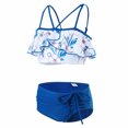 thumbnail image 4 of Summer Savings Clearance! Edvintorg 3-12 Years Swimsuit For Kids Girls Summer Bathing Suit Swimwear Children's Swimsuit High Waist Drawcord Printed Split Bikini Suit, 4 of 7