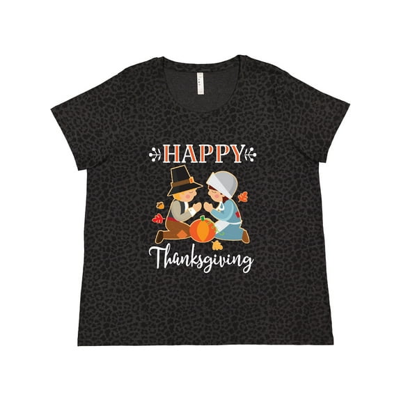 Inktastic Happy Thanksgiving Christian Pilgrims Holiday Women's Plus Size T-Shirt