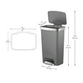 thumbnail image 5 of Better Homes & Gardens Kitchen Trash Can, 11.9 Gallon Plastic Step Garbage Bin with Soft Close Lid, Gray, 5 of 16