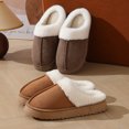 thumbnail image 5 of Zapatillas peludas de suela gruesa para mujer, pantuflas de algodón con puntera cálida y suela gruesa para ventana exterior, otoño e invierno, 5 of 5