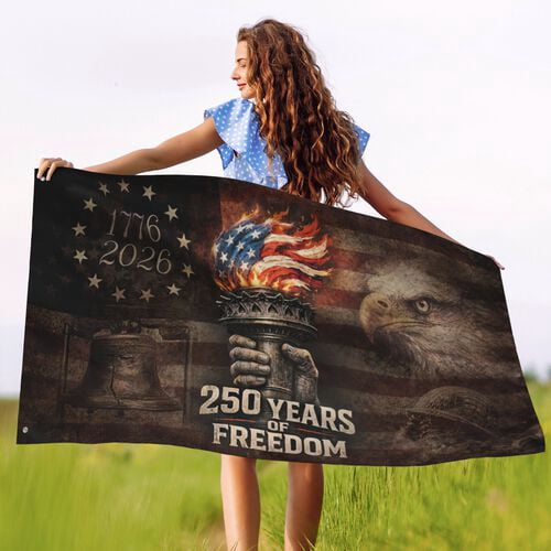 USA 250th Anniversary Flag Double-Sided 6x4 Ft American Independence 1776–2026 Celebration Flag 250 Years Birthday Patriotic Banner for Indoor Outdoor Decor