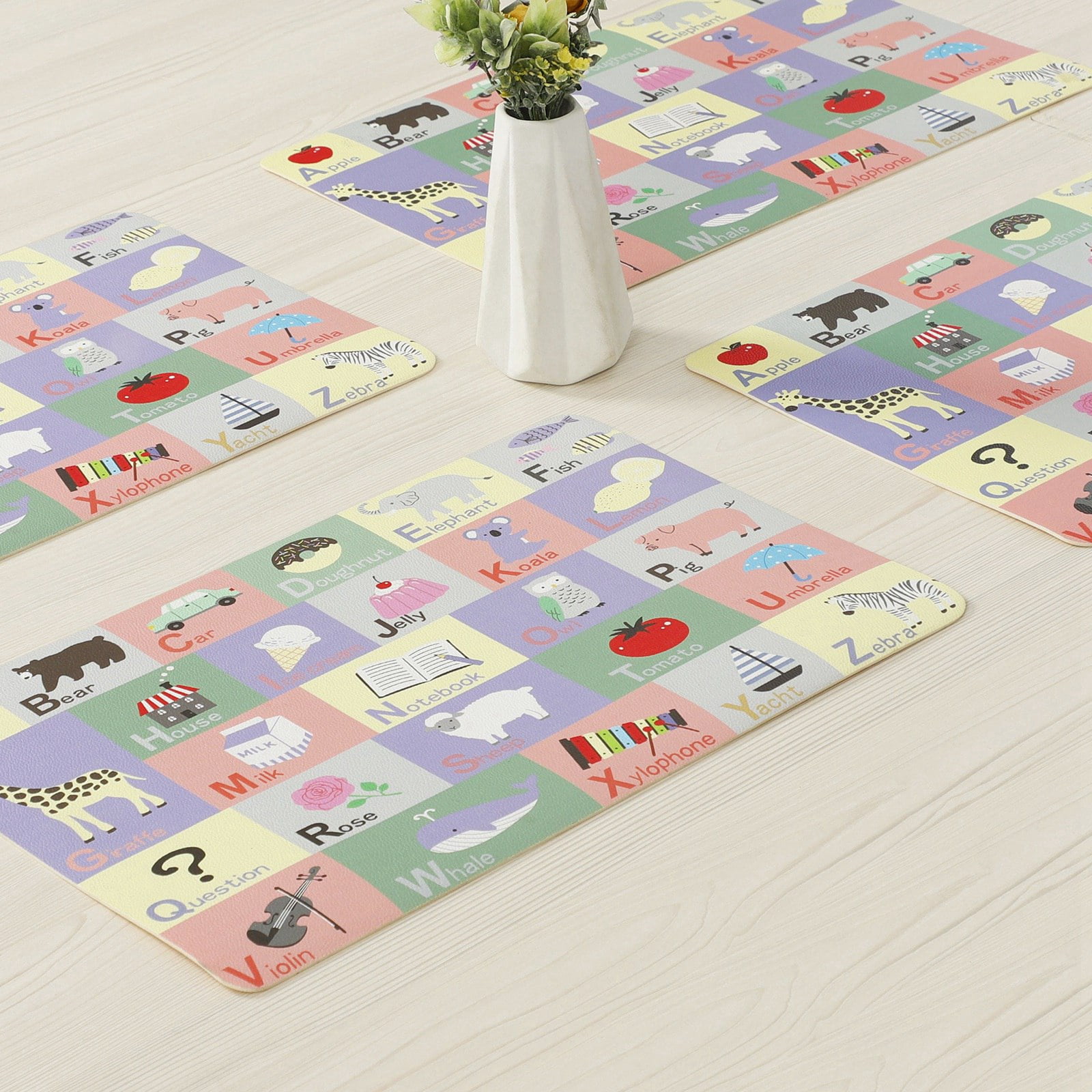 RAY STAR Placemats Set of 4, Vinyl Washable Wipeable Place Mats-12inx18in, Heat Resistant Waterproof Place Mat