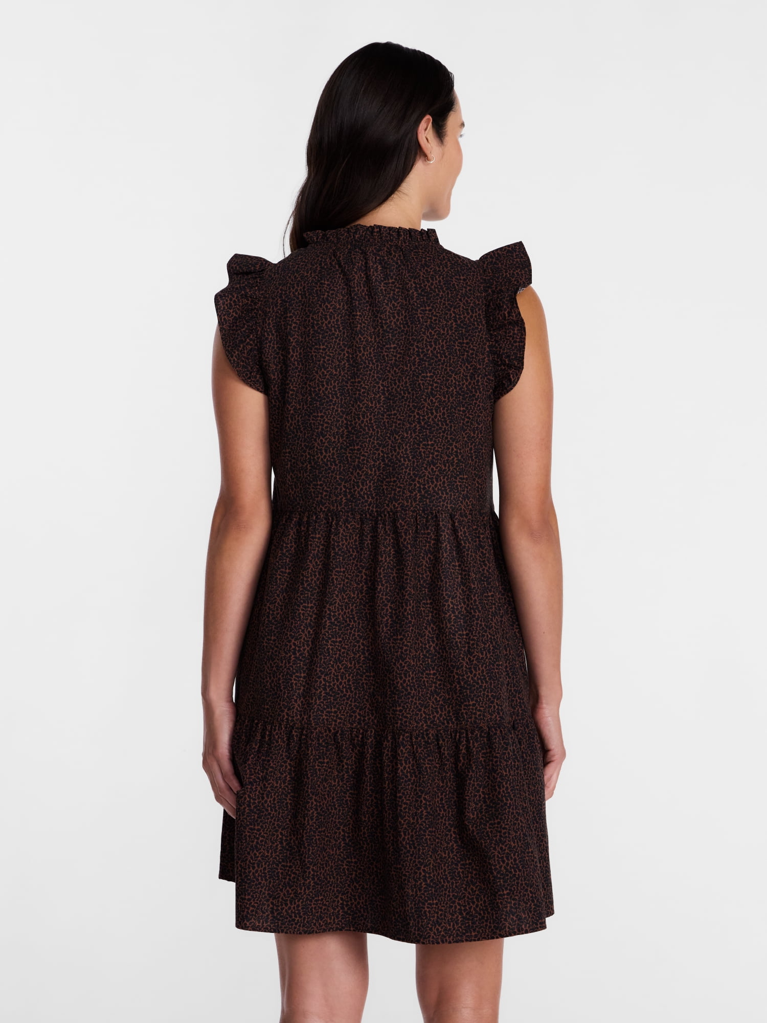 Time and Tru Women's and Women's Plus Cotton Mini Dress with Flutter Sleeves, Sizes XS-4X