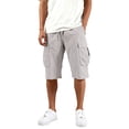 thumbnail image 3 of Baggy Fit Cargo Shorts for Men Elastic Waist Drawstring Multi Pockets Cotton Twill Bottoms Below Knee Daily Weekend Short Pants ,M,#02 White, 3 of 7