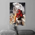thumbnail image 2 of Abstract Art, Rainy Day Printed Canvas, Woman With Umbrella Wall Decor, Woman Sitting In The Rain, Abstract Woman Canvas, Modern Printed, Canvas Wall Decor - Black Framed, 2 of 5