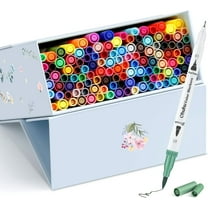 Ohuhu 120-Color Markers Set - Water-Based Dual Tips, Fineliner & Brush for Art & Sketching