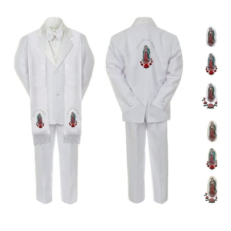 

Baby Boy Christening Notch Lapel Suit Silver or Gold Mary On Stole & Back SM-20