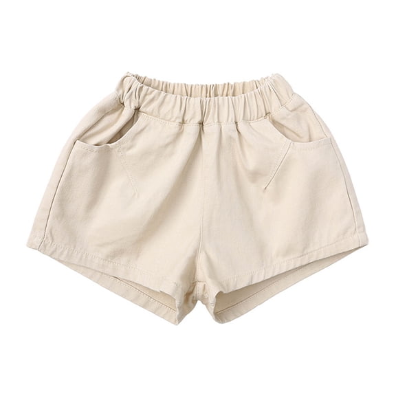 Zwiiyzr 6M-7Y Toddler Baby Boys Girls Shorts Pull On Denim Shorts Solid Color Summer Short Pants Beige