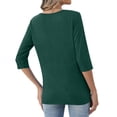 thumbnail image 3 of Womens Henley 3/4 Sleeve Tops Dressy Casual Blouses Summer Vacation Business Basic Summer Fashion Clothing, 3 of 5