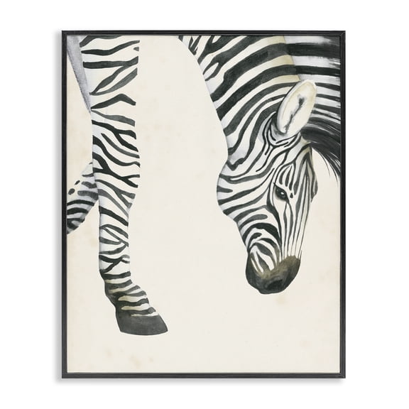 Stupell Industries Eclectic Zebra Grazing Striped Safari Animal Black Framed Giclee Art, 11 x 14, by Grace Popp