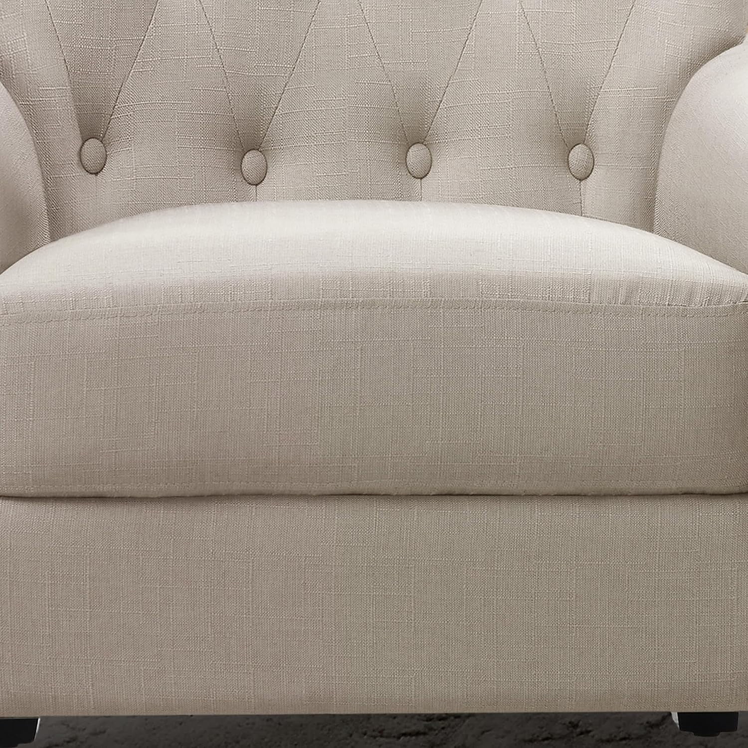 BSHTI Modern Accent Chair with Vintage Rivets Finish, Footrest Chair Set with Solid Wood Legs and Ergonomic Backrest, Button Tufted Upholstered Armchair for Livingroom