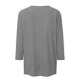 thumbnail image 6 of WTOBBY Women's Fashion Basic V-Neck T-Shirt with Printed Pattern, 3/4 Sleeve, and Button Detail, Ideal for Weekend Wear, Spring Fall Season, Casual Occasions, and Everyday Comfort,Gray M, 6 of 6