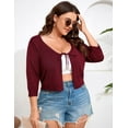 thumbnail image 4 of Yesfashion Women's Plus Size Short Sleeve Knit Cardigan Lightweight Lace-Up Front Open Sweater Cardigans, 4 of 7