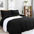 thumbnail image 2 of PiccoCasa 3 Pieces Soft Ruffled Brushed Adult Duvet Cover Sets 110GSM Black Queen, 2 of 7