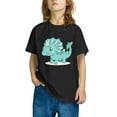 thumbnail image 2 of GERsome Boys Girls Short Sleeve T Shirt Cute Dinosaur Graphic Cotton Crewneck Tees for Unisex Kids Casual Summer Tops Sizes 3-10 Years, Black/3-4 Years, 2 of 6