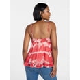 thumbnail image 3 of No Boundaries Button Front Ruffle Lace Trim Cami Top, Women's XXS-XXL, 3 of 5