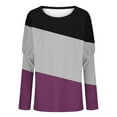 thumbnail image 3 of LYEAA Long Sleeve Shirts for Women Warm Crew Neck Tops Stylish Color Block Winter Pullover Comfortable Dressy Casual Outfits Loose Lightweight Clothes Purple M, 3 of 4