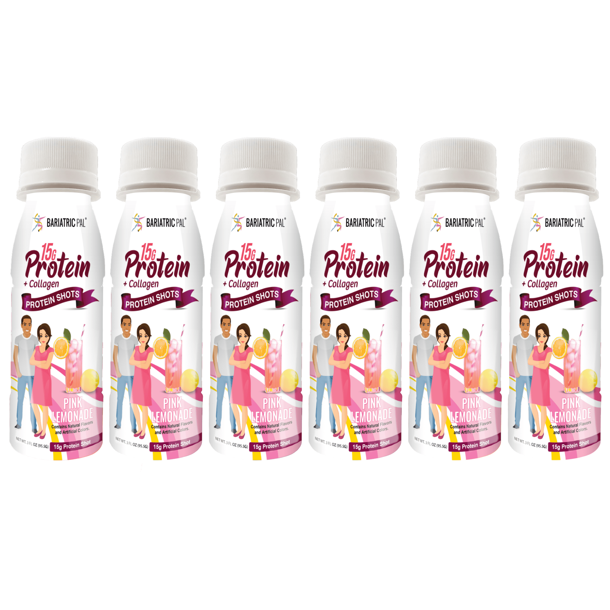 BariatricPal 15g Whey & Collagen Complete Protein Shots - Pink Lemonade (6-Pack)