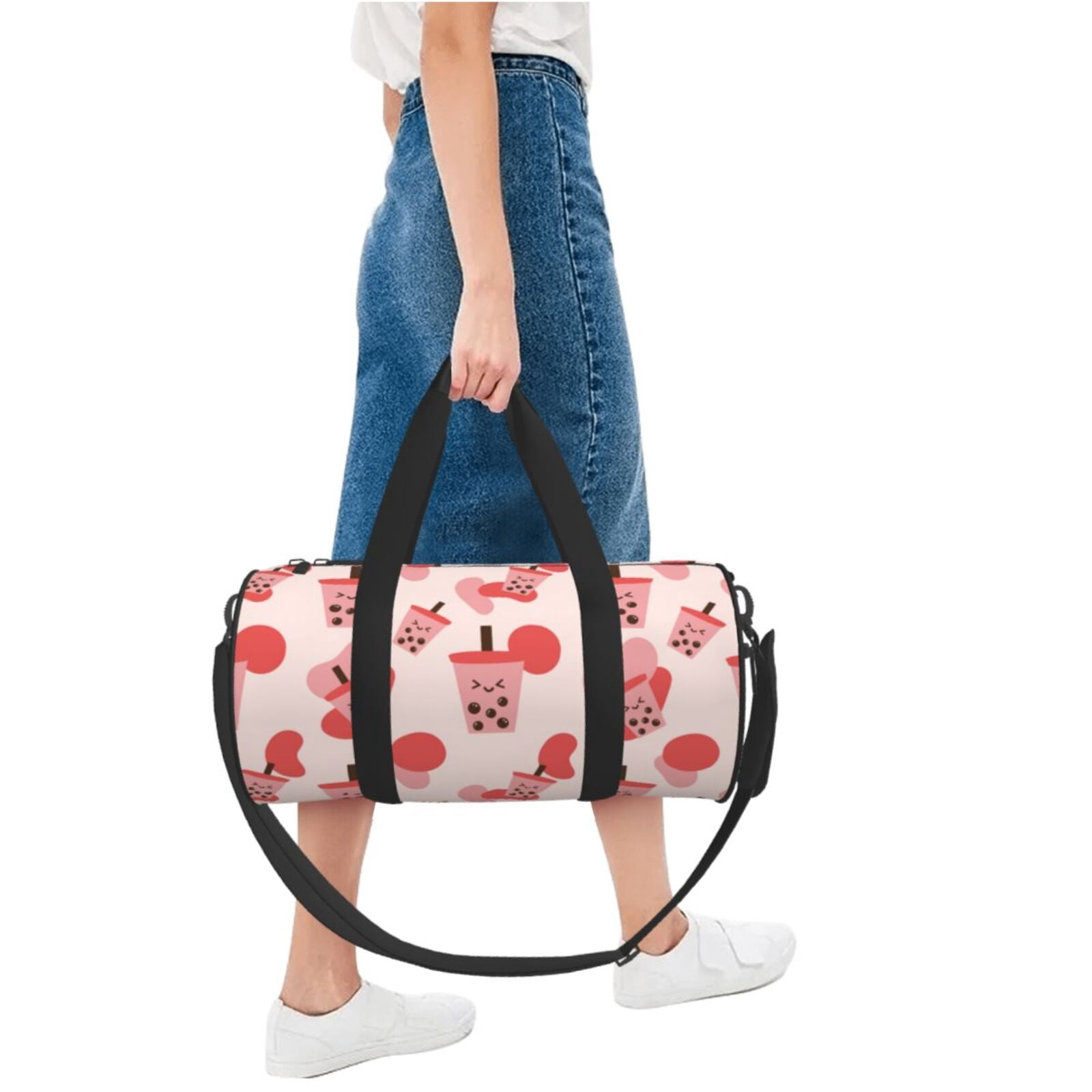 Vsdgher Milk Tea 45L Foldable Duffel Bag, Sports Gym Bag,Overnight Bag, Portable Weekender Bag for Airplanes
