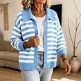 thumbnail image 7 of Fengqque Lady's Winter Long-sleeved Button-down Knitted Cardigan With Striped Sweater Coat, 7 of 7
