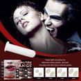 thumbnail image 2 of Kit de 4 pares de colmillos de vampiro de Halloween, 4 tamaños de colmillos de resina, dientes de vampiro para cosplay con pellets de dientes, adhesivo para accesorios de fiesta de Halloween, 2 of 8