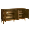 thumbnail image 3 of Noble House 60.5" Modern Farmhouse Fluted Sideboard Buffet Cabinet with Geometric Pattern, Adjustable Shelves, Walnut, 3 of 11