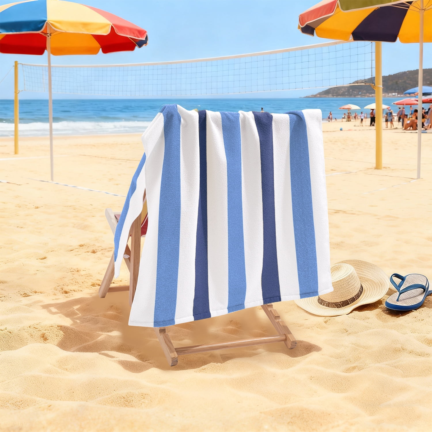 Jessy Home 4 Pack Stripe Beach Towel Sets, 30"x60" Quick-dry Sand-resistant Lightweight Soft Beach Towel for Travel, Gym