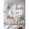thumbnail image 3 of Vintage Country Sheer Curtains 96 Inch Length 2 Panels Set Window Treatments, Blue Rustic Texas Star Vines Wooden Grain Rod Pocket Semi Curtains for Living Room/Bedroom/Kitchen Décor, 104"W x 96"L, 3 of 7
