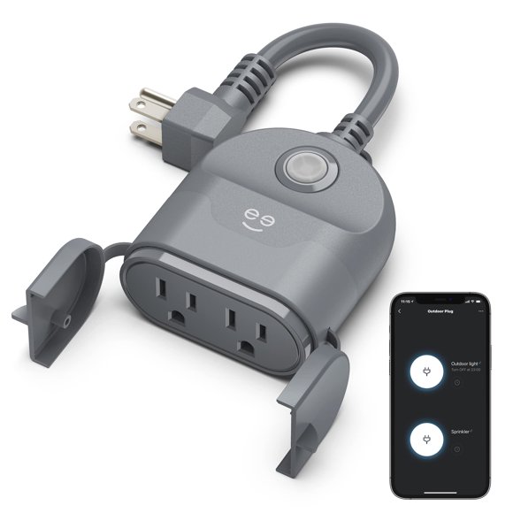 Interruptor electrónico Geeni Duo, enchufe inteligente Wi-Fi resistente a la intemperie