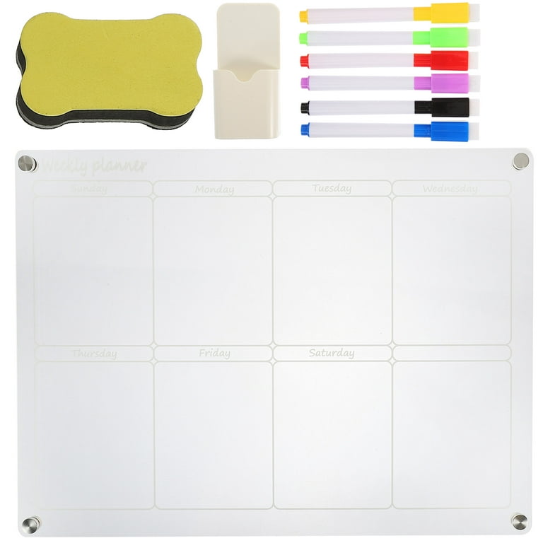 SHOOFFICE Acrylic Dry Erase Board with Light, 11.8 inch x 9.8 inch Clear Message Board with 4 Markers, Color Changeing with 8 Lighting Modes